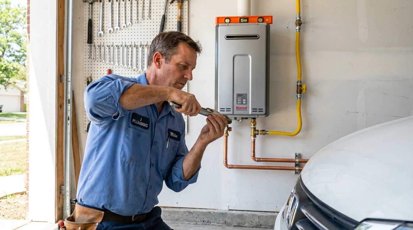 Tankless water heater installation by a Johns Plumbing LLC plumber in La Junta